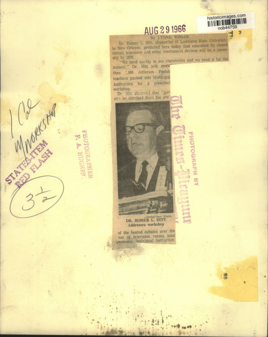 1966 Press Photo Dr. Homer Hitt, chancellor of Louisiana State University