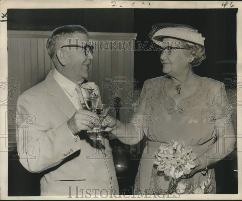 Load image into Gallery viewer, 1956 Press Photo Mr. &amp; Mrs. Frank B. Giordano celebrate 50th wedding anniversary
