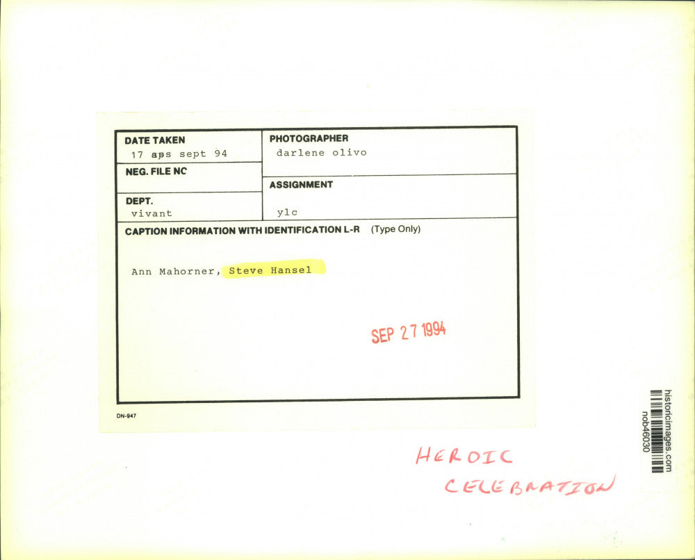 1994 Press Photo Ann Mahorner, Steve Hansel at YLC event - nob46030