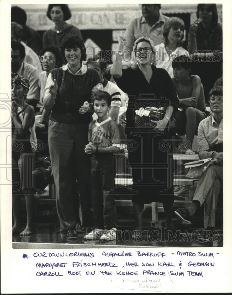 1986 Press Photo Cheering on the Kehoe France School Swim Team. - nob46154- Historic Images