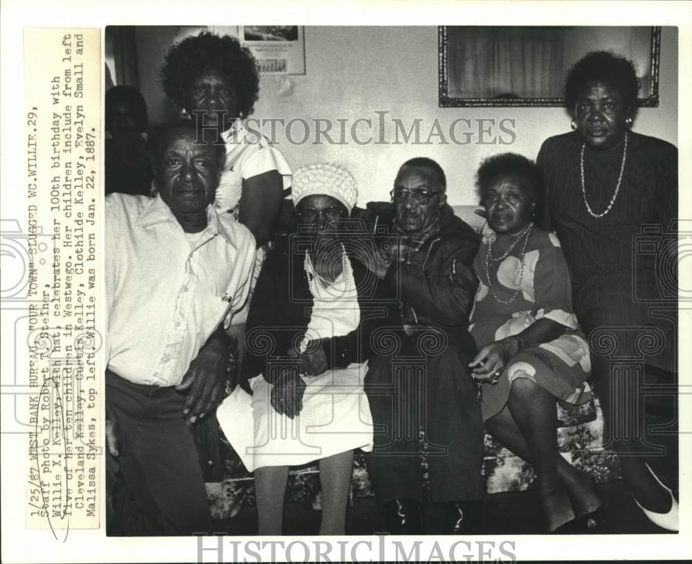 1987 Press Photo Willie T. Kelley And Family Celebrate 100th Birthday, Westwego- Historic Images