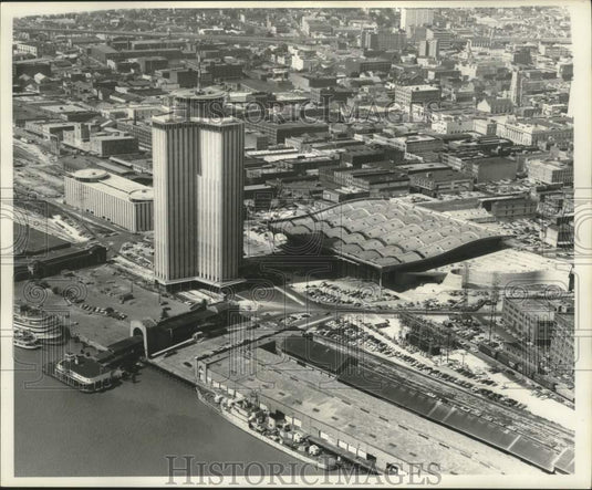 1968 Press Photo Aerial view of International Trade Center at Rivergate