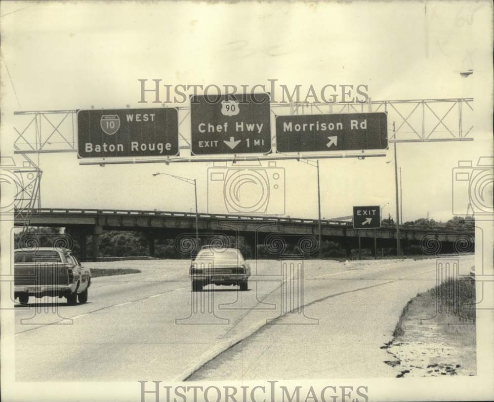 1974 Press Photo General view of various exit points at Interstate 10- Historic Images