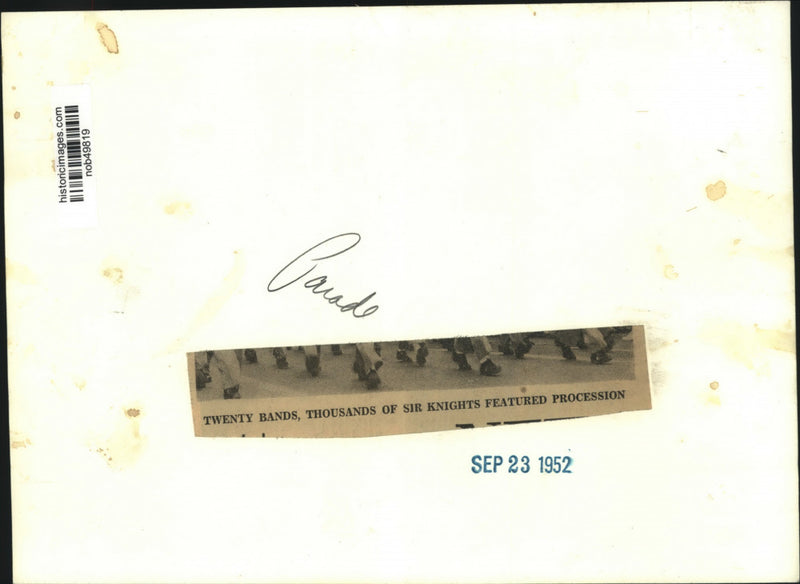 Load image into Gallery viewer, 1952 Press Photo Twenty bands, thousands of Sir Knights featured in procession.
