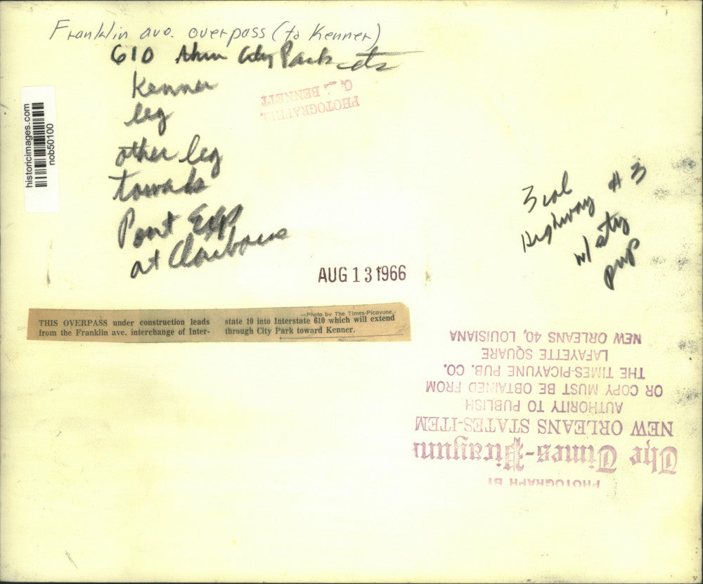 1966 Press Photo Construction on the Franklin Avenue overpass to Kenner