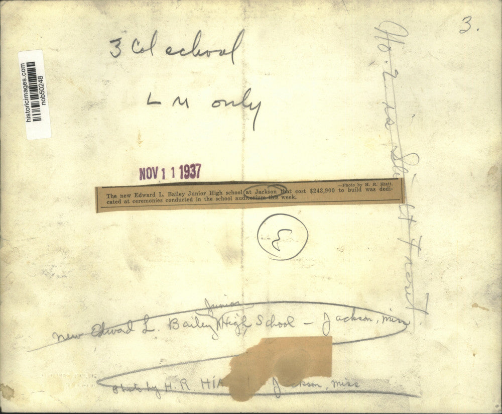 1937 Press Photo The new Edward L. Bailey Junior High School at Jackson