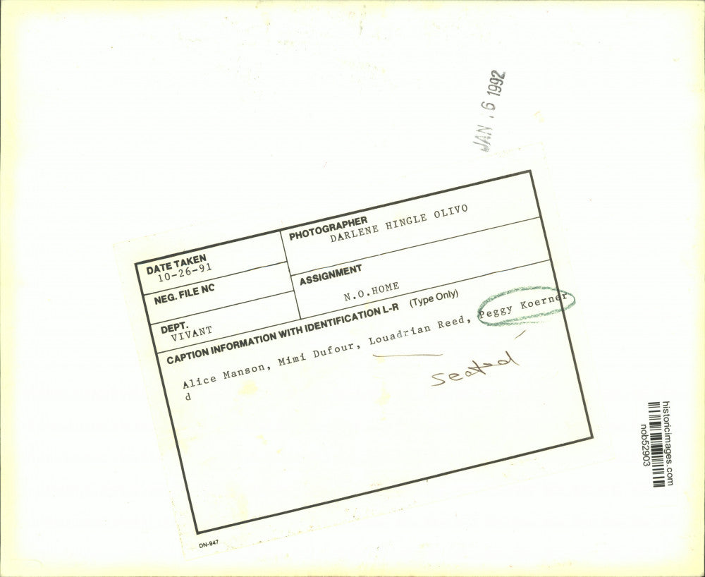 1991 Press Photo New Orleans Home-Mmes Mnason, Dufour, Reed & Koerner