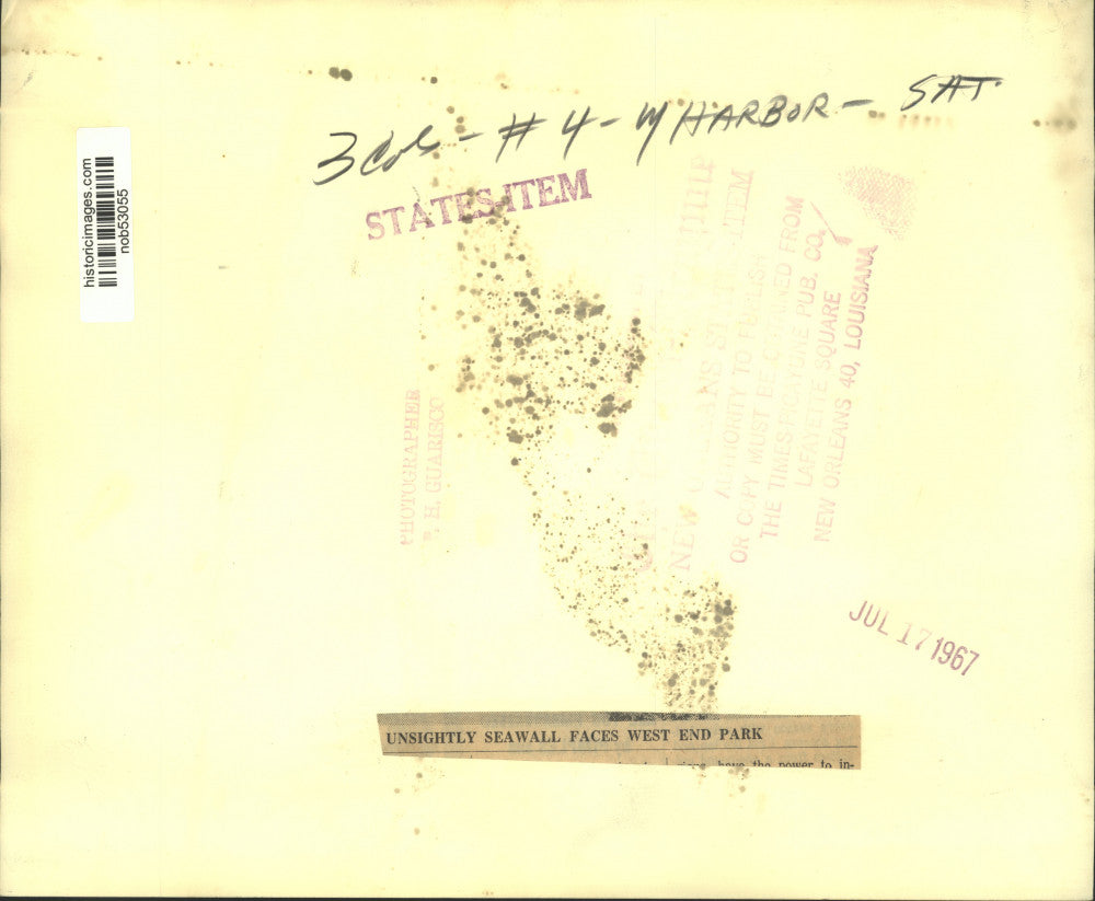 1967 Press Photo Unsightly seawall faces West End Park - nob53055