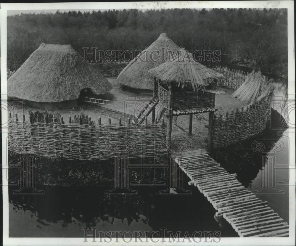 1975 Press Photo General view of Crannog at Craggaunowen, Co. Clare, Ireland- Historic Images