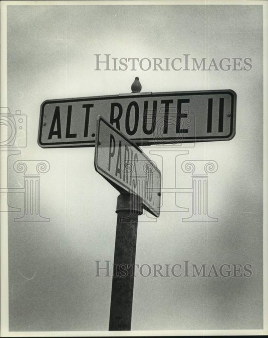 1961 Press Photo Signpost At Intersection of Alternate Route 11 And Paris Road- Historic Images