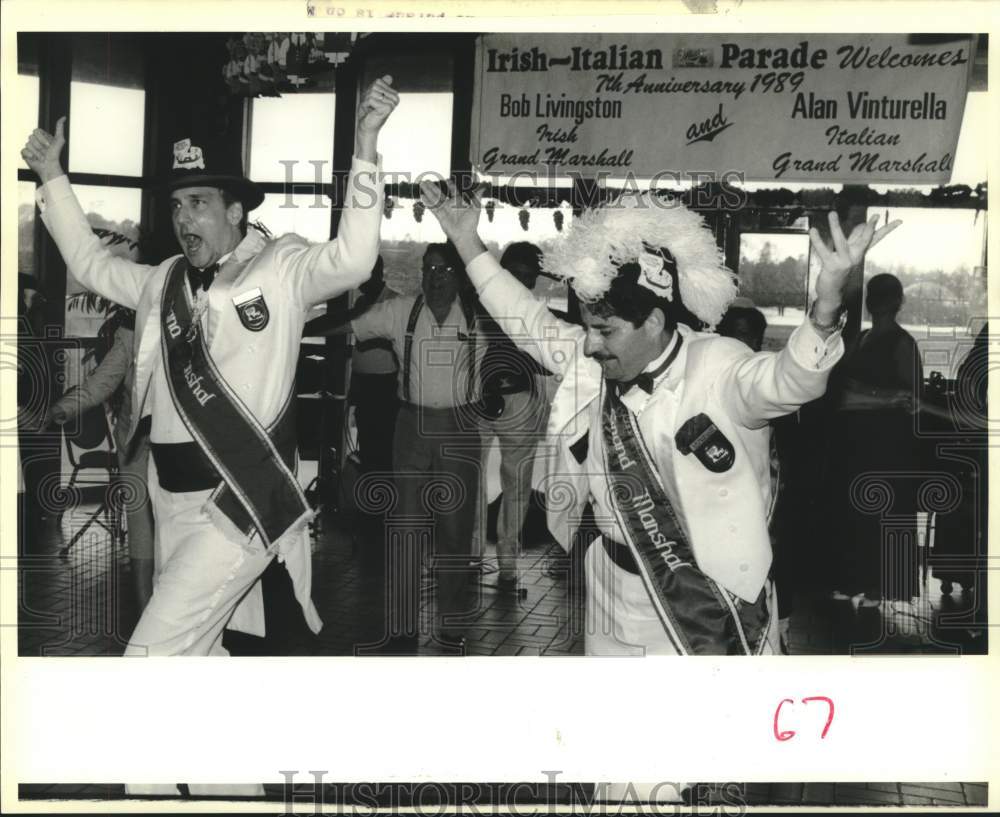 1989 Press Photo Bob Livingston, Alan Vinturella at Irish Italian Parade Party