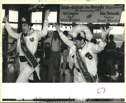 1989 Press Photo Bob Livingston, Alan Vinturella at Irish Italian Parade Party