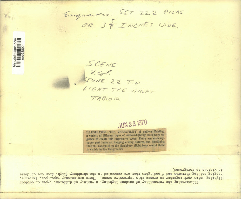 1970 Press Photo Illustrating the versatility of outdoor lighting at night