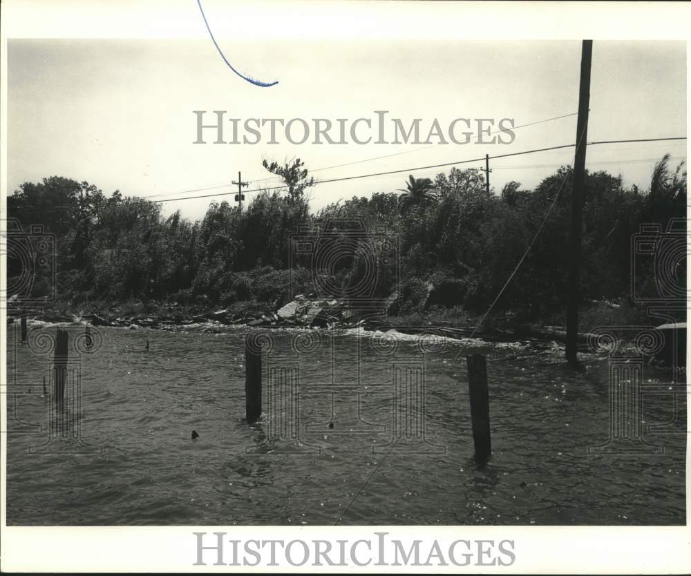 1968 Press Photo Scene from the flooding in Little Woods - nob58857