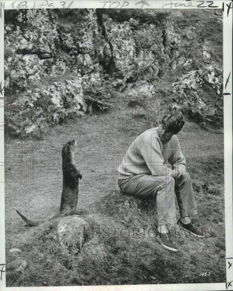 Load image into Gallery viewer, 1968 Press Photo Otter steels scenes from Bill Travers during filming
