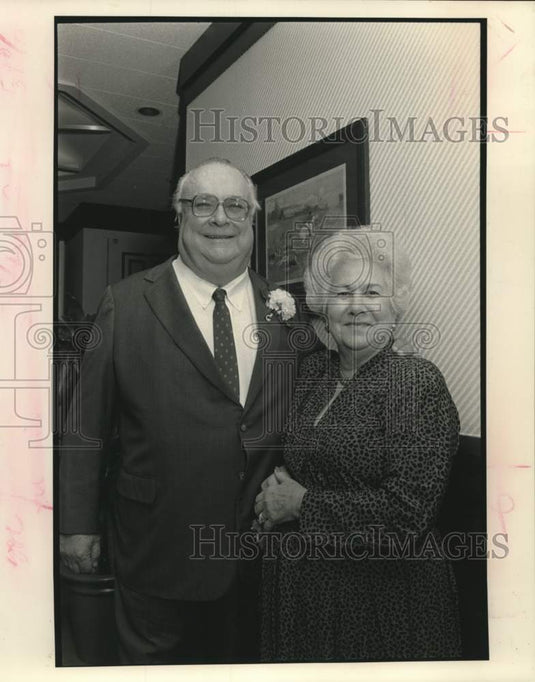 1990 Press Photo E. J. & Marjory Ourso - Fr. Peter Rogers- Historic Images