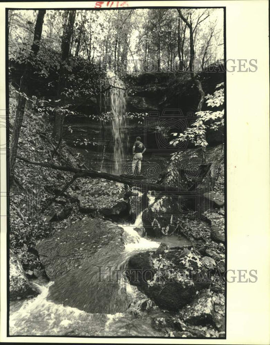 1984 Press Photo Ozark highlands trail scene: Water and rocks are the story- Historic Images
