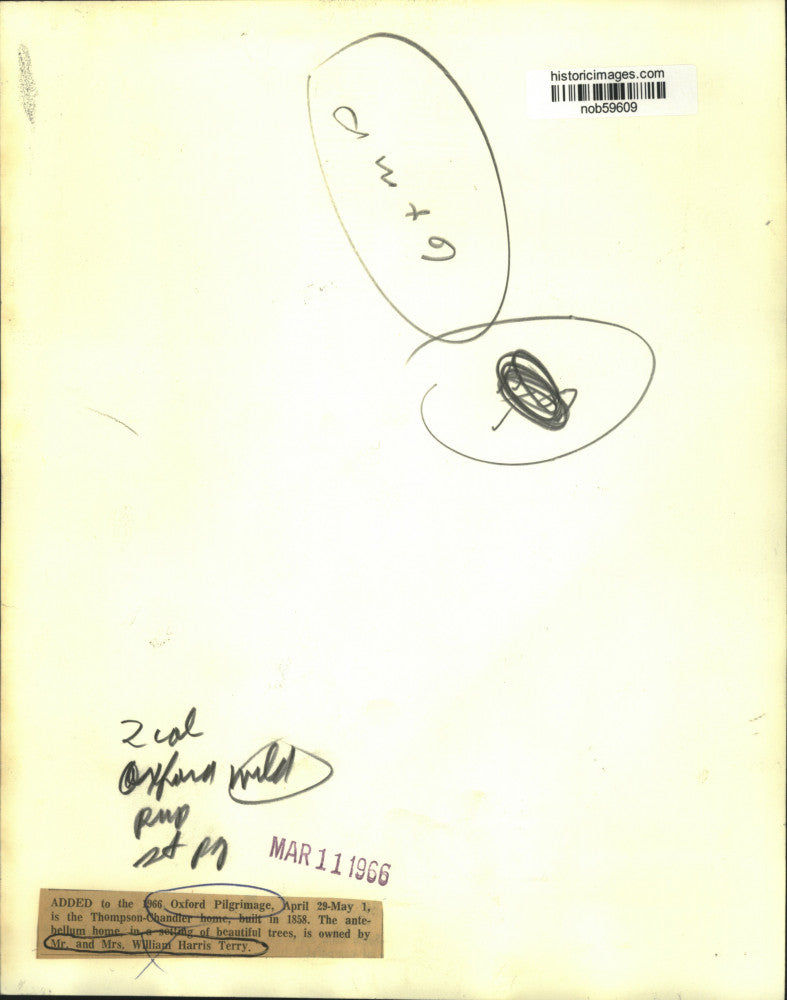 1966 Press Photo Thompson-Chandler home by Mr. and Mrs. William Harris Terry