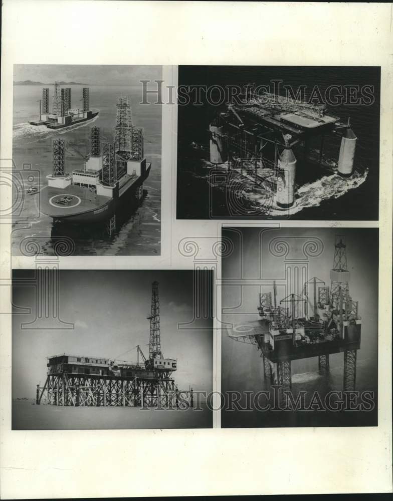1970 Press Photo Four drilling rigs of Odeco at the Gulf of Mexico - nob59674