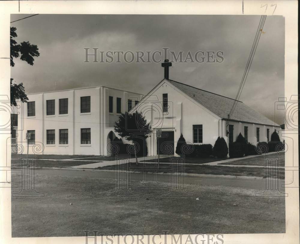 1955 Press Photo New school building next to Our Savior Lutheran Church