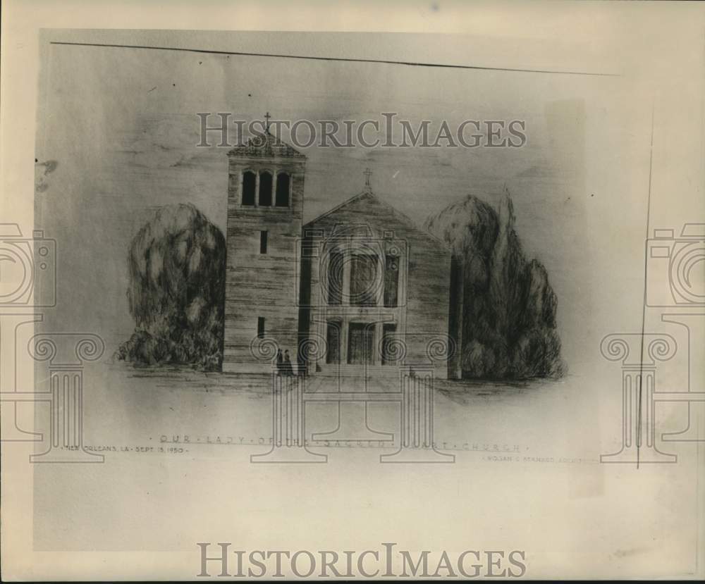 1950 Press Photo Painting of Our Lady of the Sacred Heart Church - nob60104