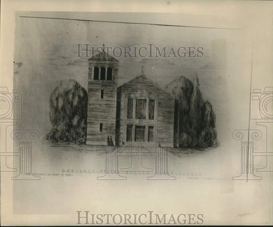1950 Press Photo Painting of Our Lady of the Sacred Heart Church - nob60104
