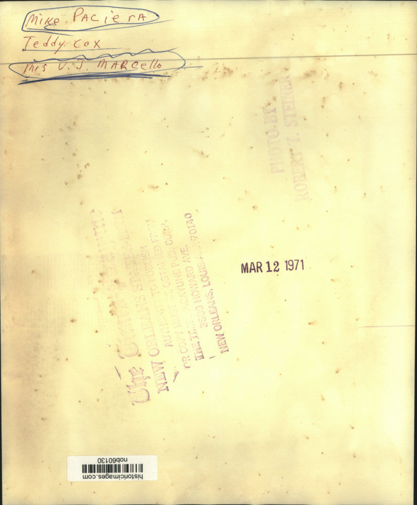 1971 Press Photo Mike Paciera, Teddy Cox and Mrs. V.J. Marcello - nob60130