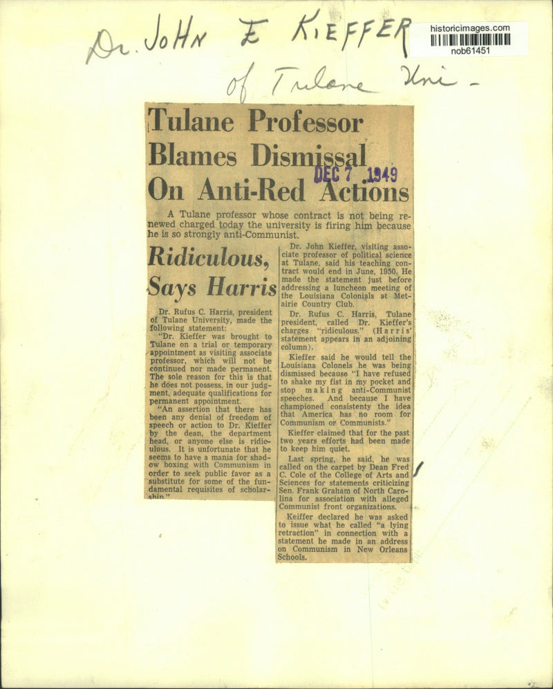 Load image into Gallery viewer, 1949 Press Photo Dr. John Kieffer, Associate Professor at Tulane University
