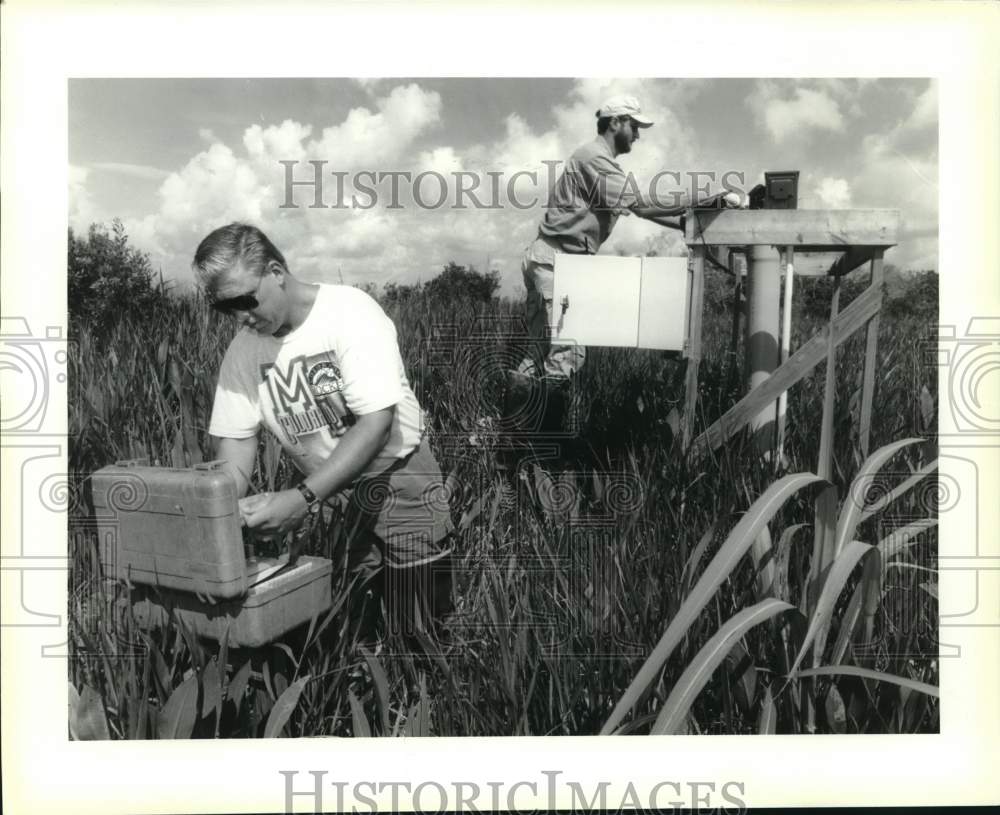 1994 Press Photo Biologists Russell Walters &amp; Tom Hargis at Jean Lafitte Park
