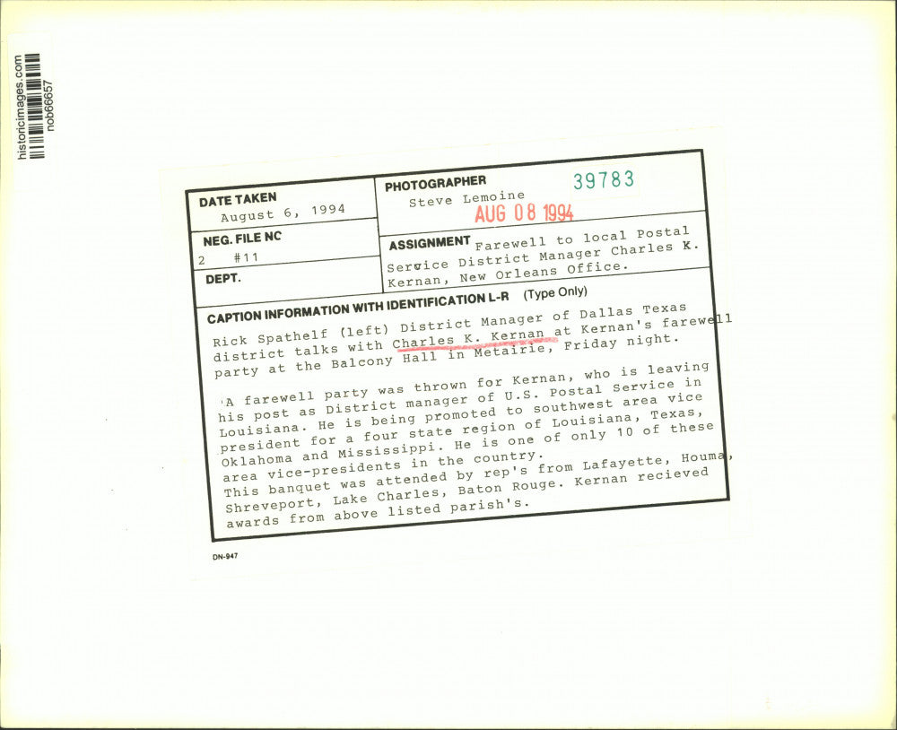 1994 Press Photo Charles Kernan's farewell party at the Balcony Hall Metairie