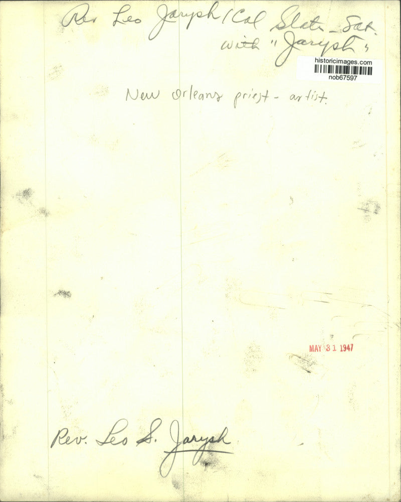 1947 Press Photo Rev. Leo Jarysh, New Orleans Priest and Artist - nob67597