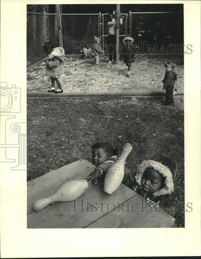 1983 Press Photo Financially challenged children play in playground-Macedonia- Historic Images