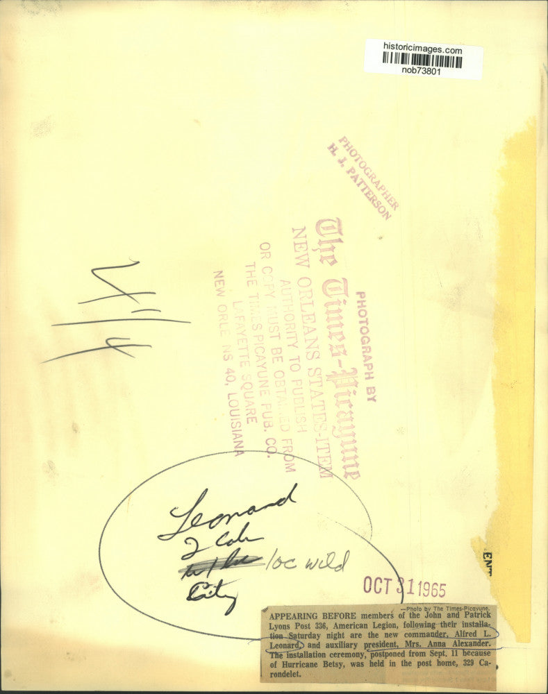 1965 Press Photo John and Patrick Lyons of Post 336, American Legion - nob73801