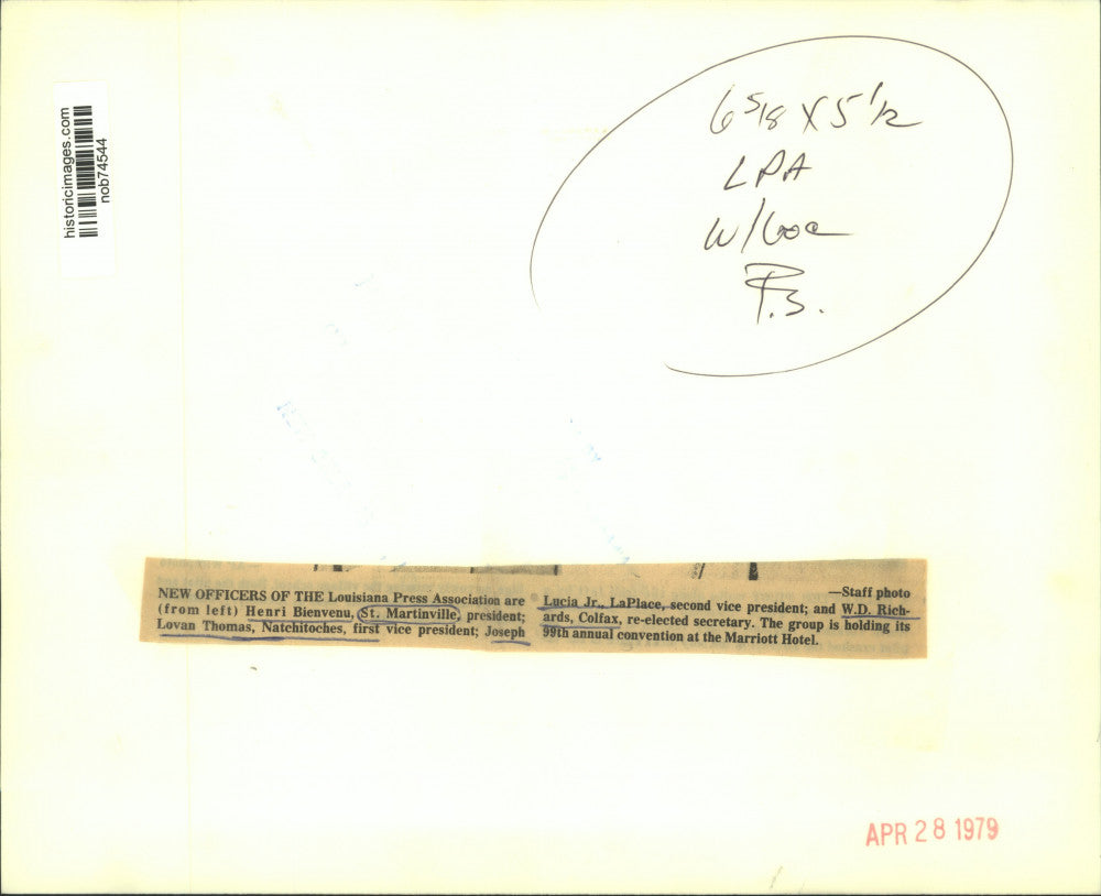 1979 Press Photo New Officers of the Louisiana Press Association- Marriott Hotel