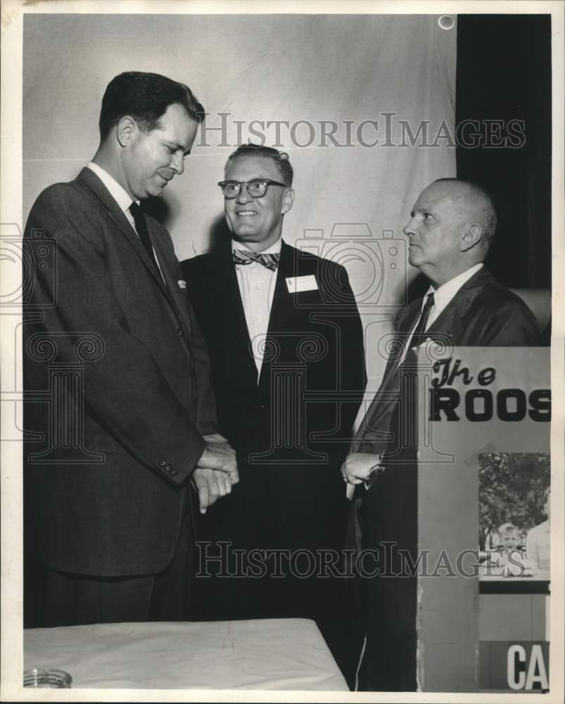 1961 Press Photo Jack Beaird, Col. R.P. Mason &amp; Harry McEnerny of Cancer Society