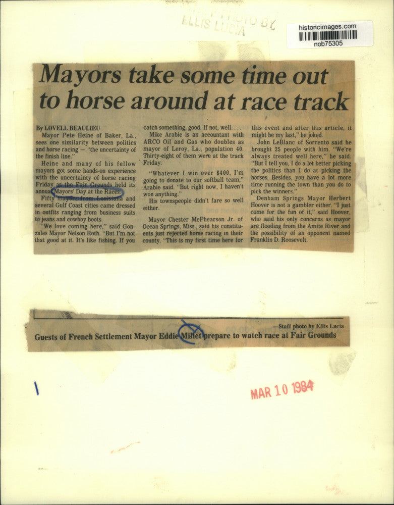 1984 Press Photo Annual Mayor's Day at the Races at the Fair Grounds