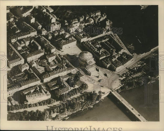 1940 Press Photo Aerial view of the Piazza Gran Madre De Dio in Turin, Italy