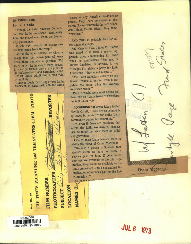 1973 Press Photo City Health Officer Oscar Madrano - nob76591