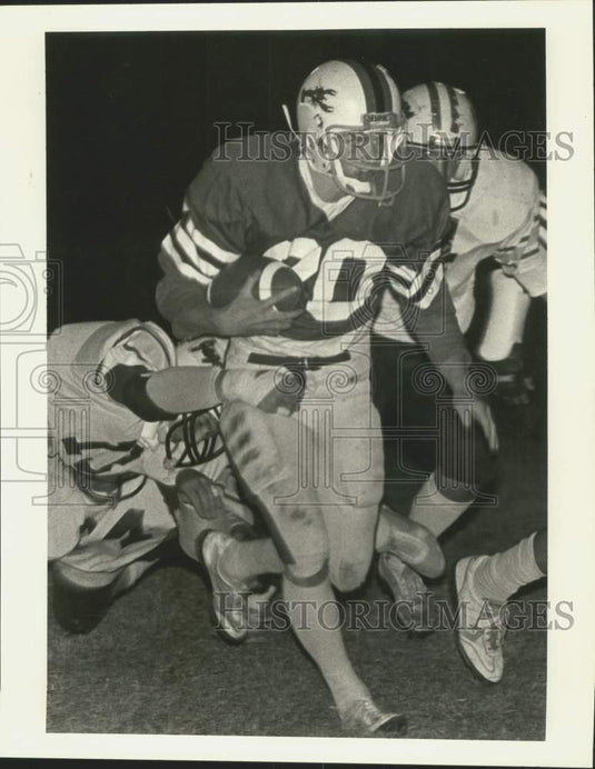 1983 Press Photo Football - Country Day's Rich Matherne looks for opening- Historic Images