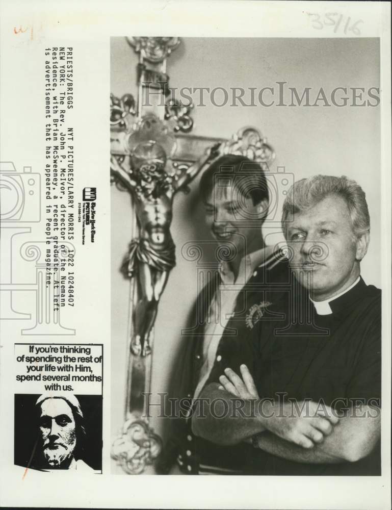 1989 Press Photo The Reverend John P. McIvor, director of Neumann Residence- Historic Images