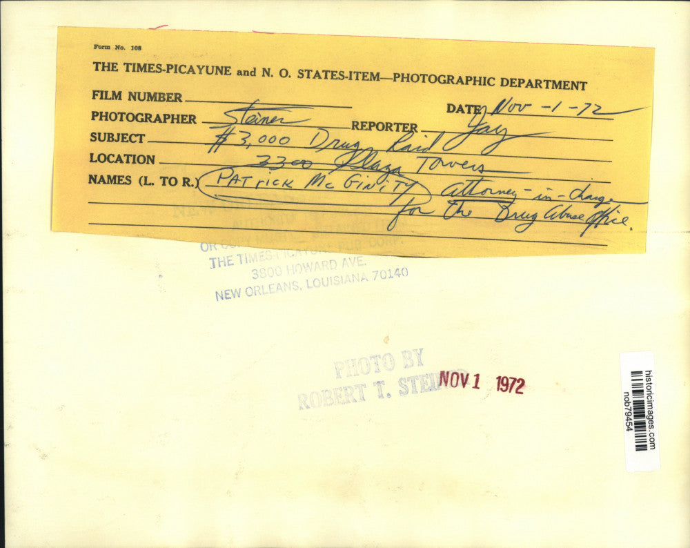 1972 Press Photo Patrick McGinity, Attorney-in-Charge for the Drug Abuse Office