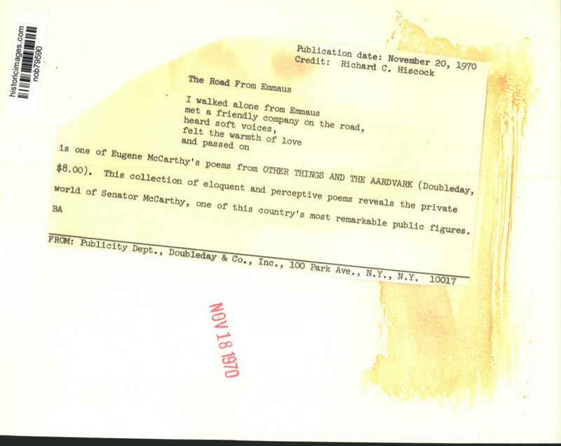 Load image into Gallery viewer, 1970 Press Photo Poet Eugene McCarthy wrote "Other Things and the Aardvark"
