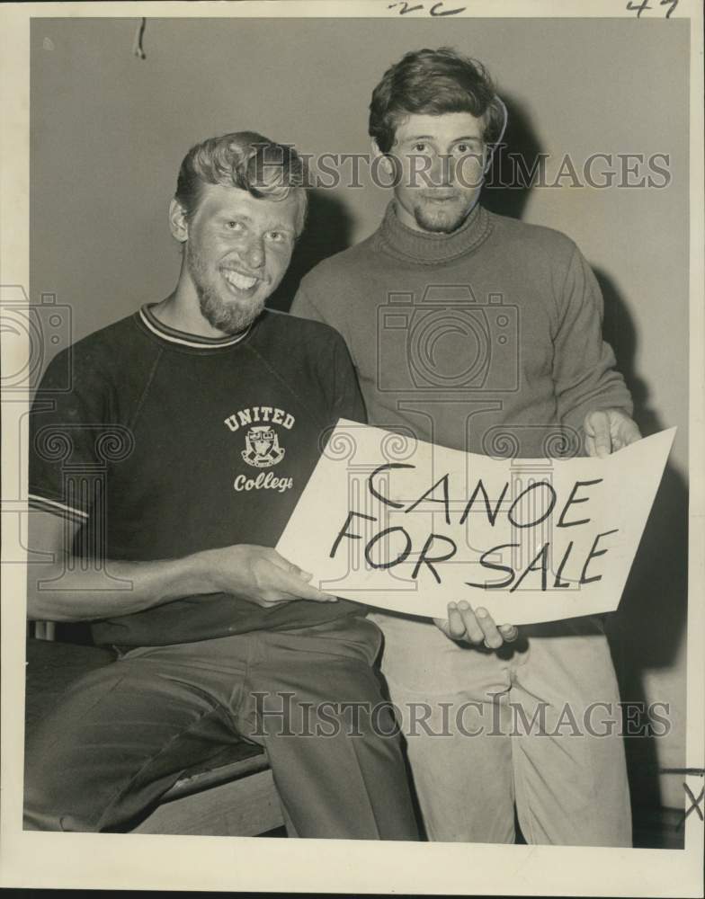 1966 Press Photo Ian Macdonald and Ian Parker trek down the Mississippi River