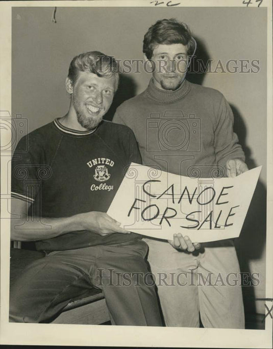 1966 Press Photo Ian Macdonald and Ian Parker trek down the Mississippi River