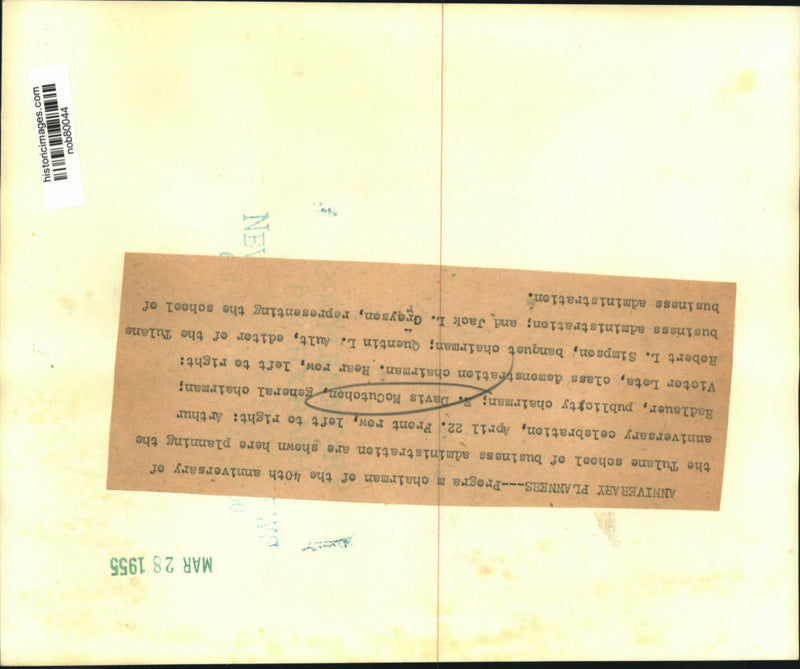 Load image into Gallery viewer, 1955 Press Photo Program chairman of the 40th anniversary of the Tulane school
