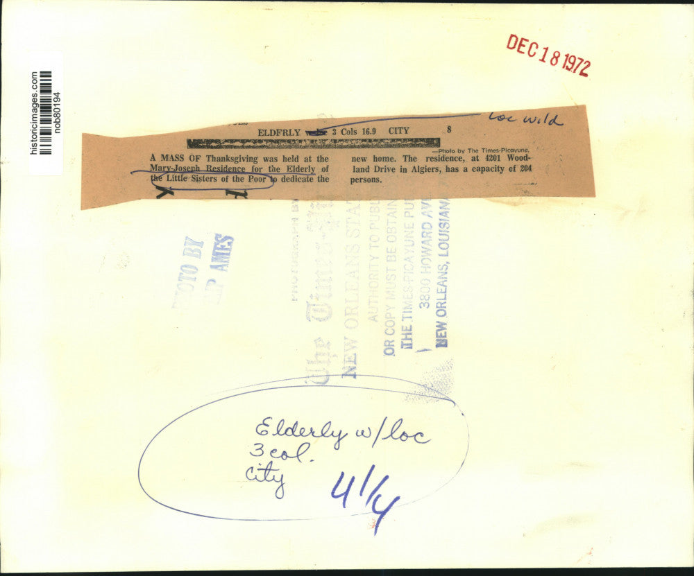 1972 Press Photo Mary-Joseph Residence for the Elderly in Algiers - nob80194