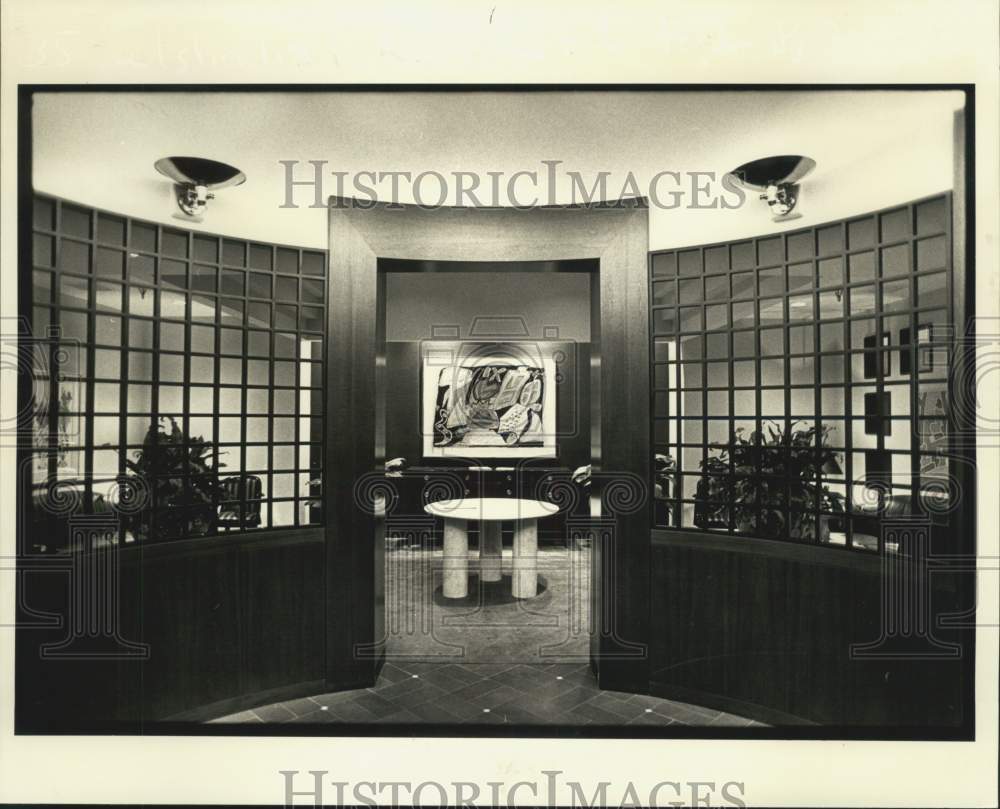 1984 Press Photo Reception area McGlinchy, Stafford, Mintz, Cellini and Lang- Historic Images