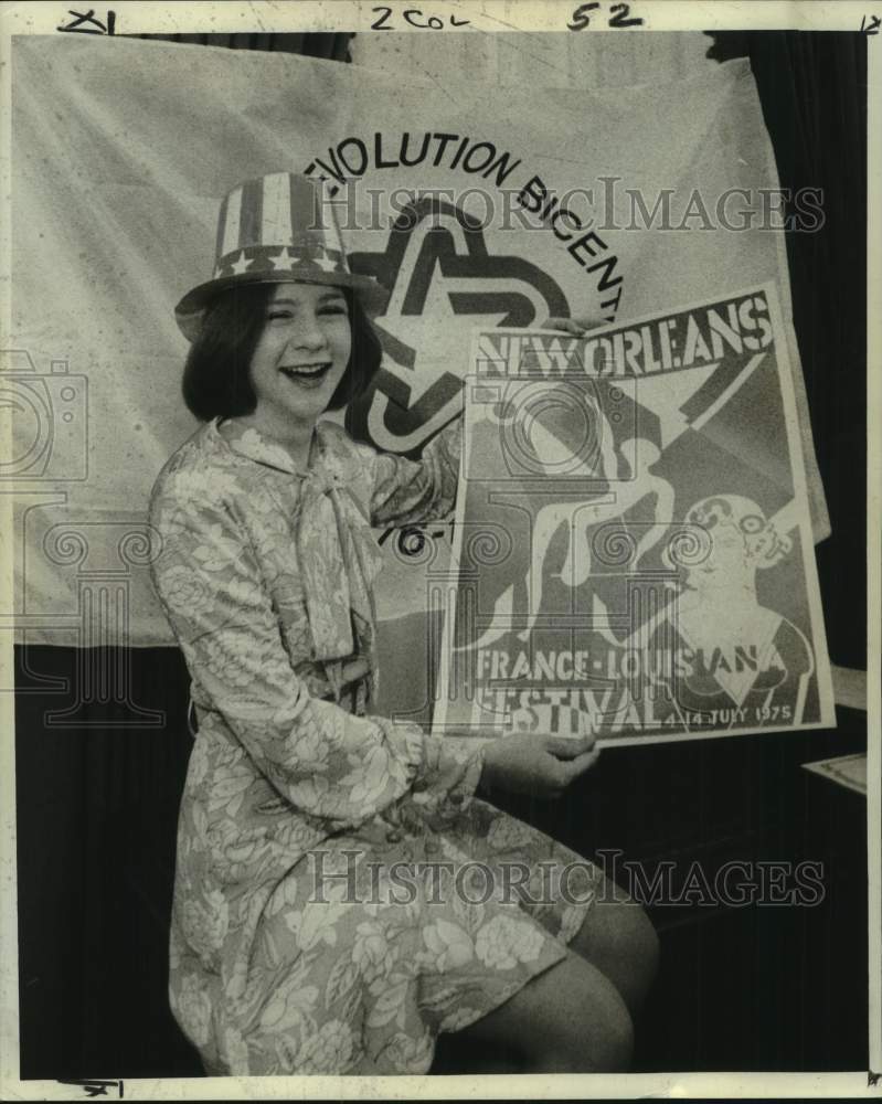 1975 Press Photo Miss Karen Lindsey, volunteer at the Bicentennial Commission- Historic Images