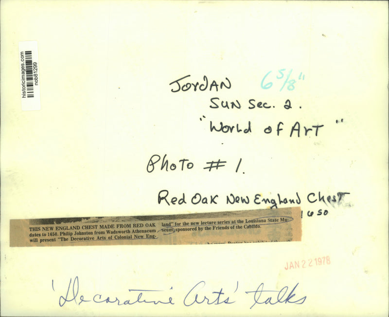 Load image into Gallery viewer, 1978 Press Photo New England Chest made from red oak dates to 1650 - nob81299
