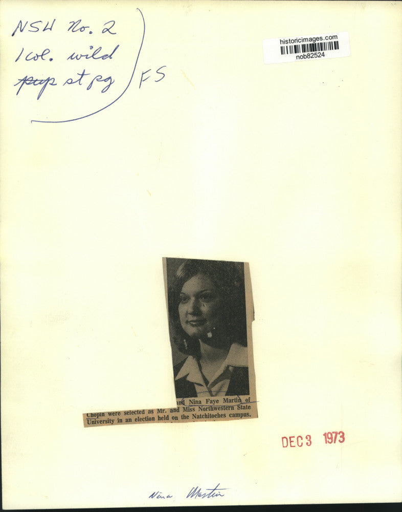 1973 Press Photo Nina Faye Martin selected as Miss Nothwestern State University